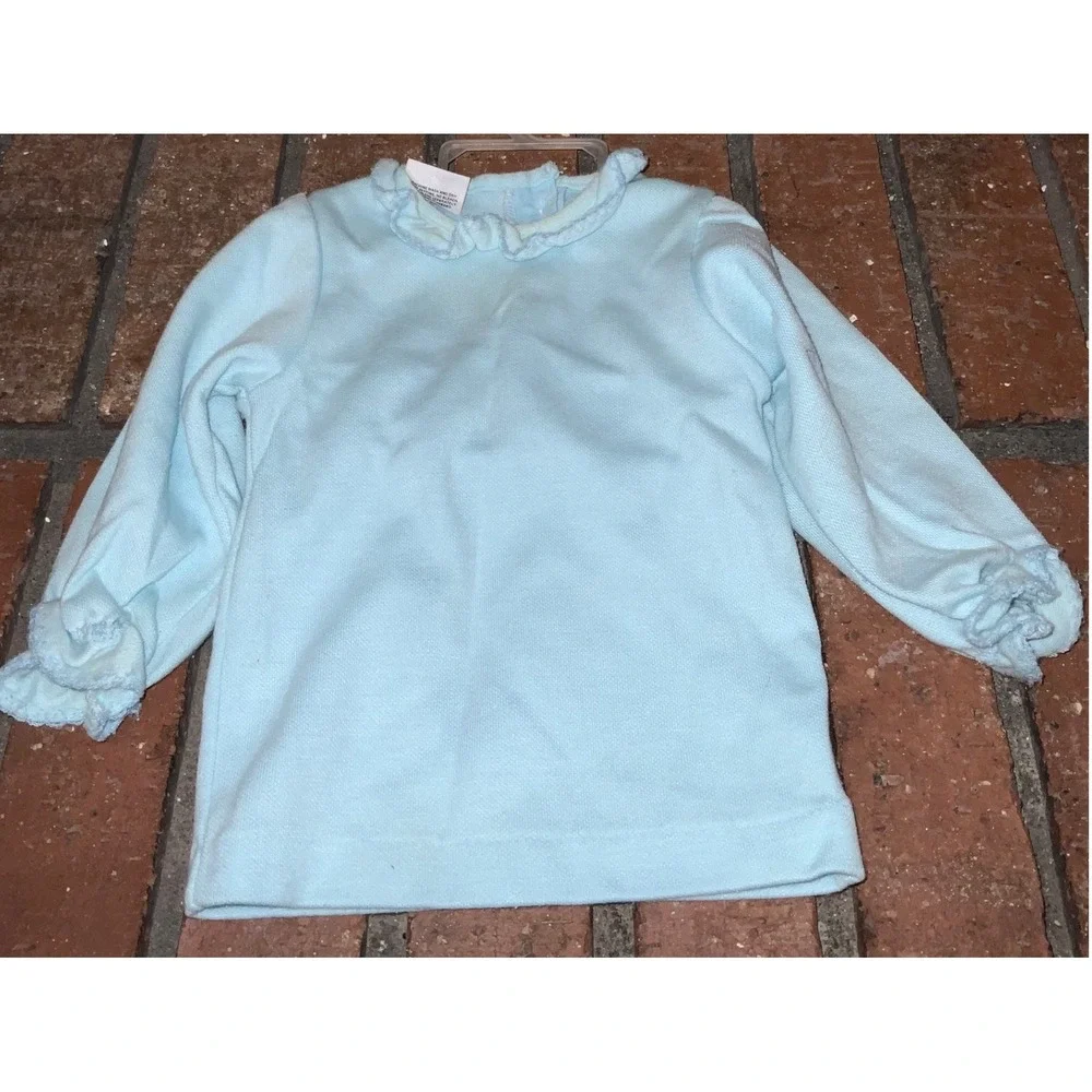 Vintage Little One's Girls 2 pc Corduroy Floral Overall Set Size‎ 12M Blue Shirt